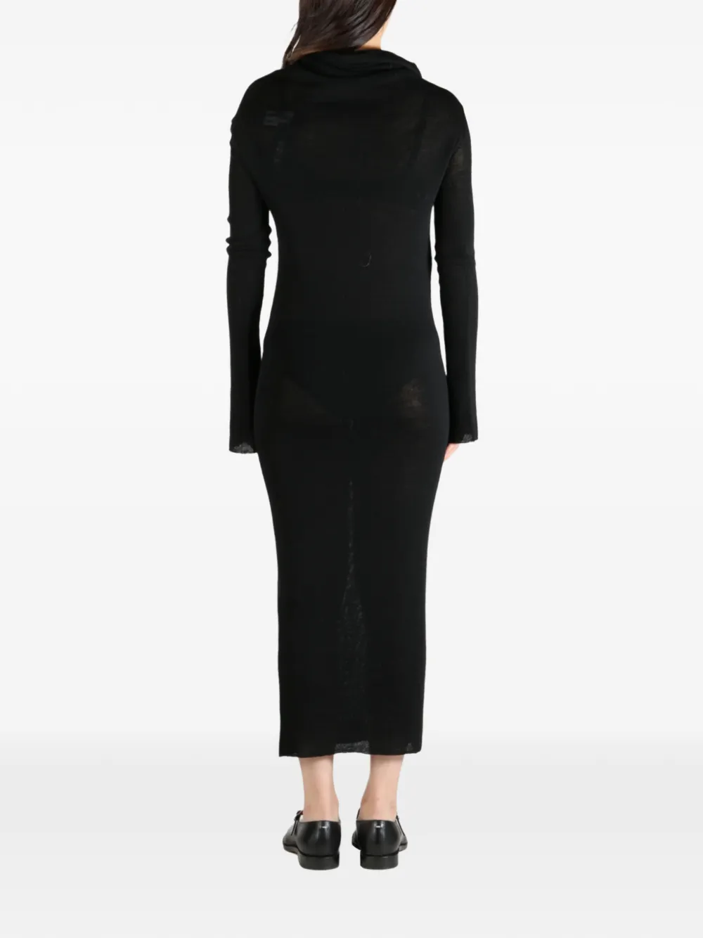 Ann Demeulemeester Maxi-jurk met lange mouwen en col Zwart