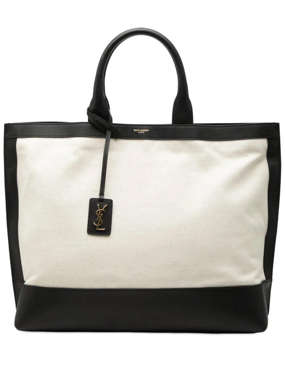 Saint Laurent Pre-Owned 2020 Bicolor Canvas and Leather Cabas tote bag - Bianco