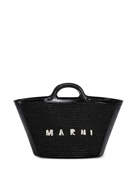 Marni Borsa Tropicalia piccola in pelle e tessuto effetto rafia