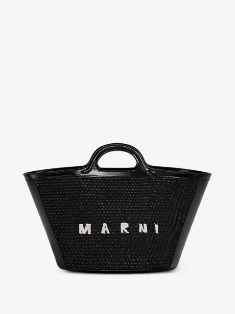 Marni Tropicalia small bag in leather and raffia-effect fabric