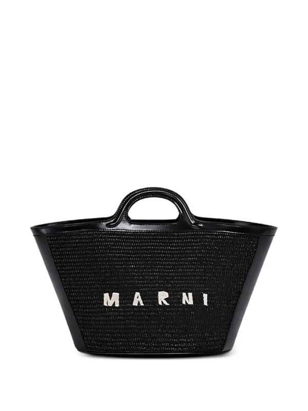 Marni Tropicalia レザー＆ラフィアエフェクト バッグ S | ブラック