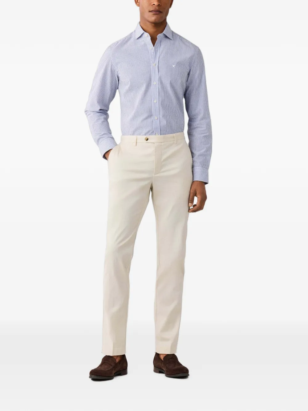Hackett London Kensington chino met geribbelde textuur Beige