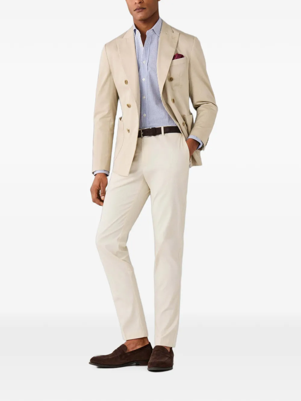 Hackett London Kensington chino met geribbelde textuur Beige