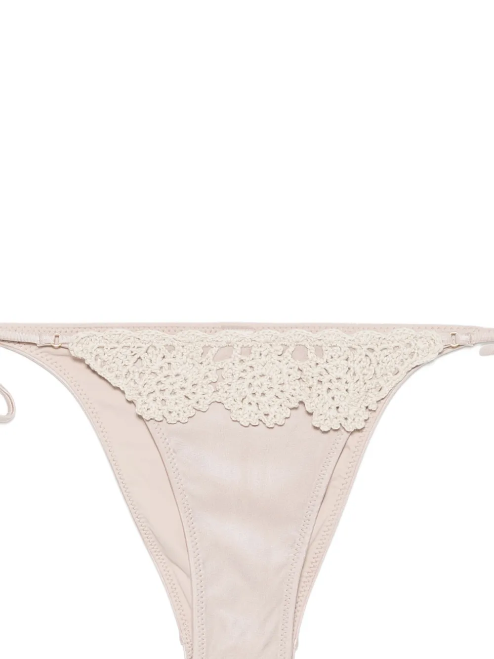 Frankies Bikinis Mackenzie bikinislip met gehaakte afwerking en strik Beige