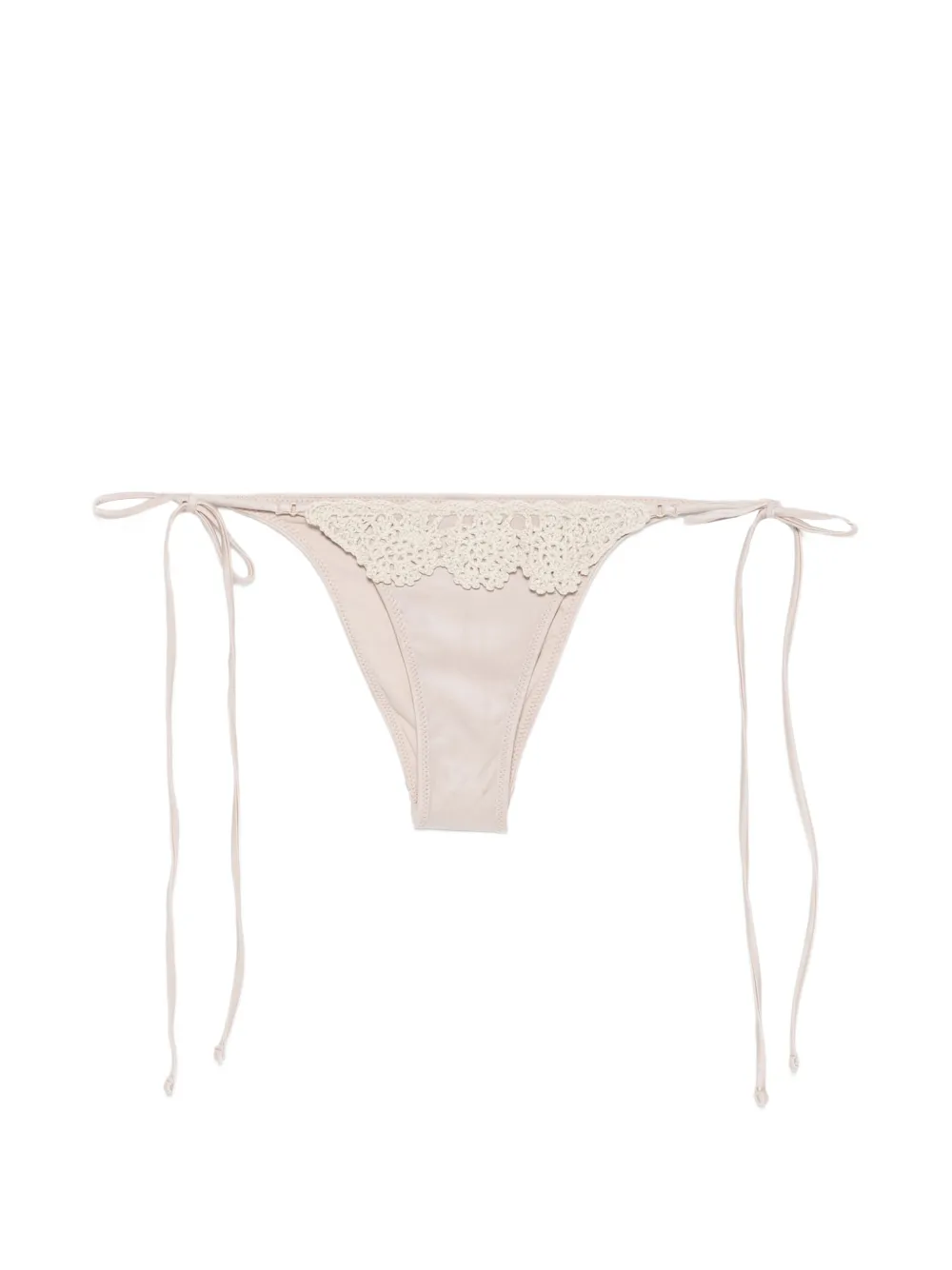 Frankies Bikinis Mackenzie crochet-trim side-tie bikini bottoms - Toni neutri