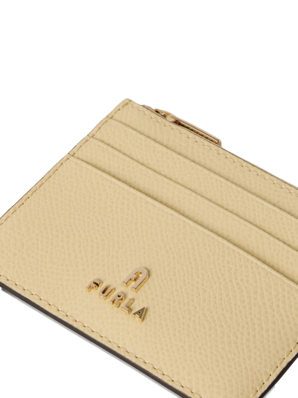 Furla S Camelia leren pasjeshouder met textuur Beige