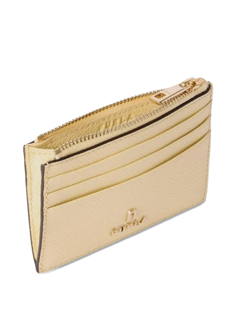 Furla S Camelia leren pasjeshouder met textuur Beige