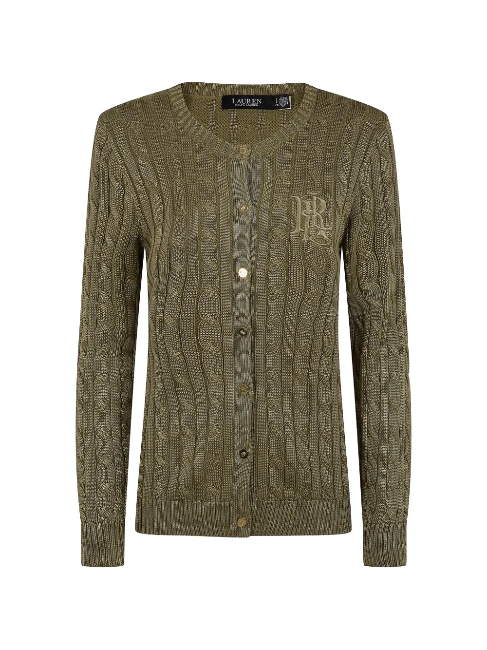 Lauren Ralph Lauren cable-knit logo-embroidered cardigan - Verde