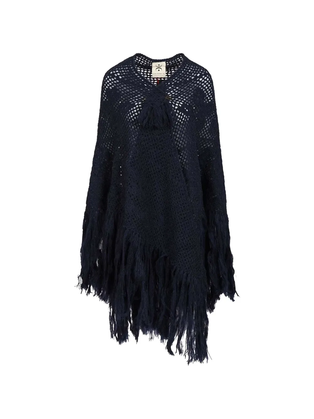 Chiara Is Coperta Peonia fringed crochet scarf - Blu