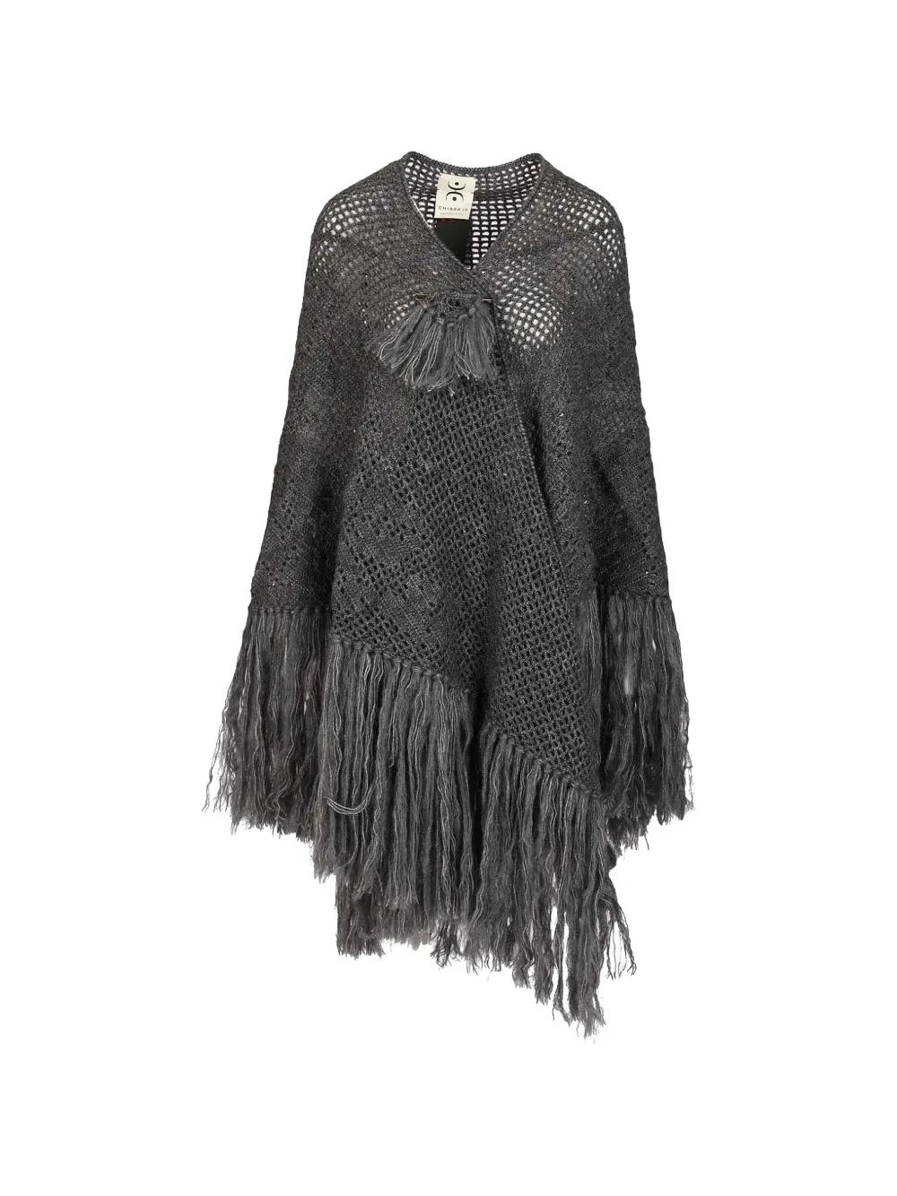 Chiara Is Peonia fringed shawl - Grigio