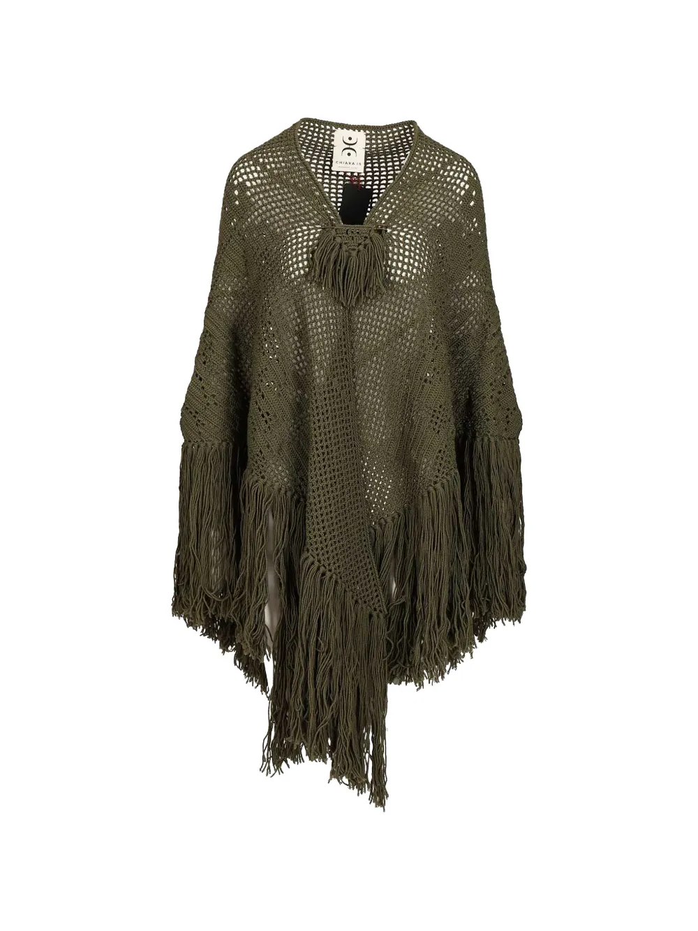 Chiara Is Peonia crochet-knit fringed shawl - Verde