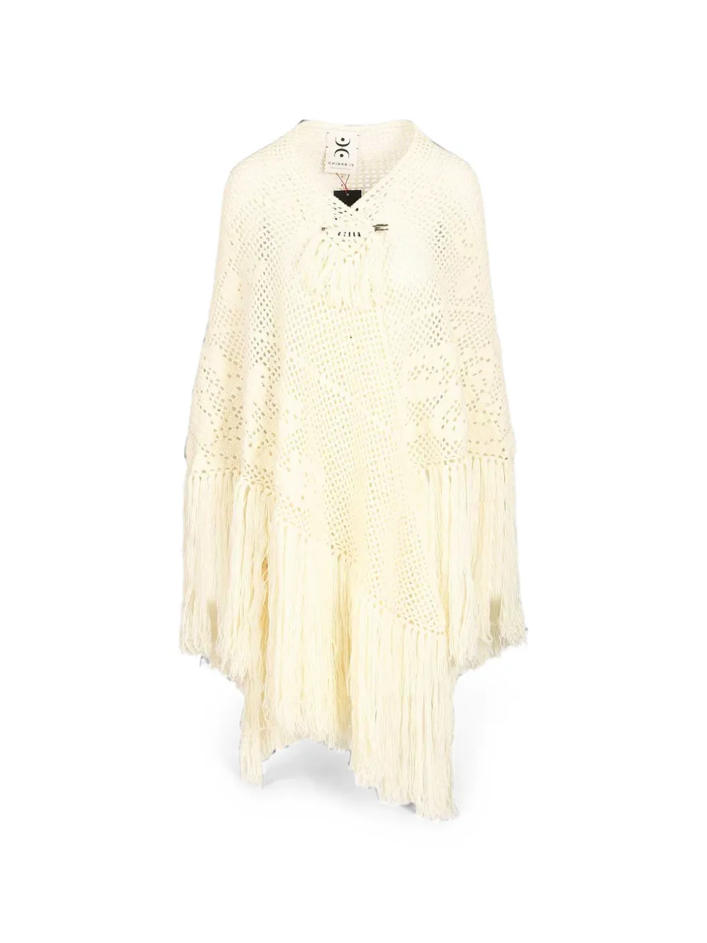 Chiara Is Peonia fringed crochet scarf - Nude