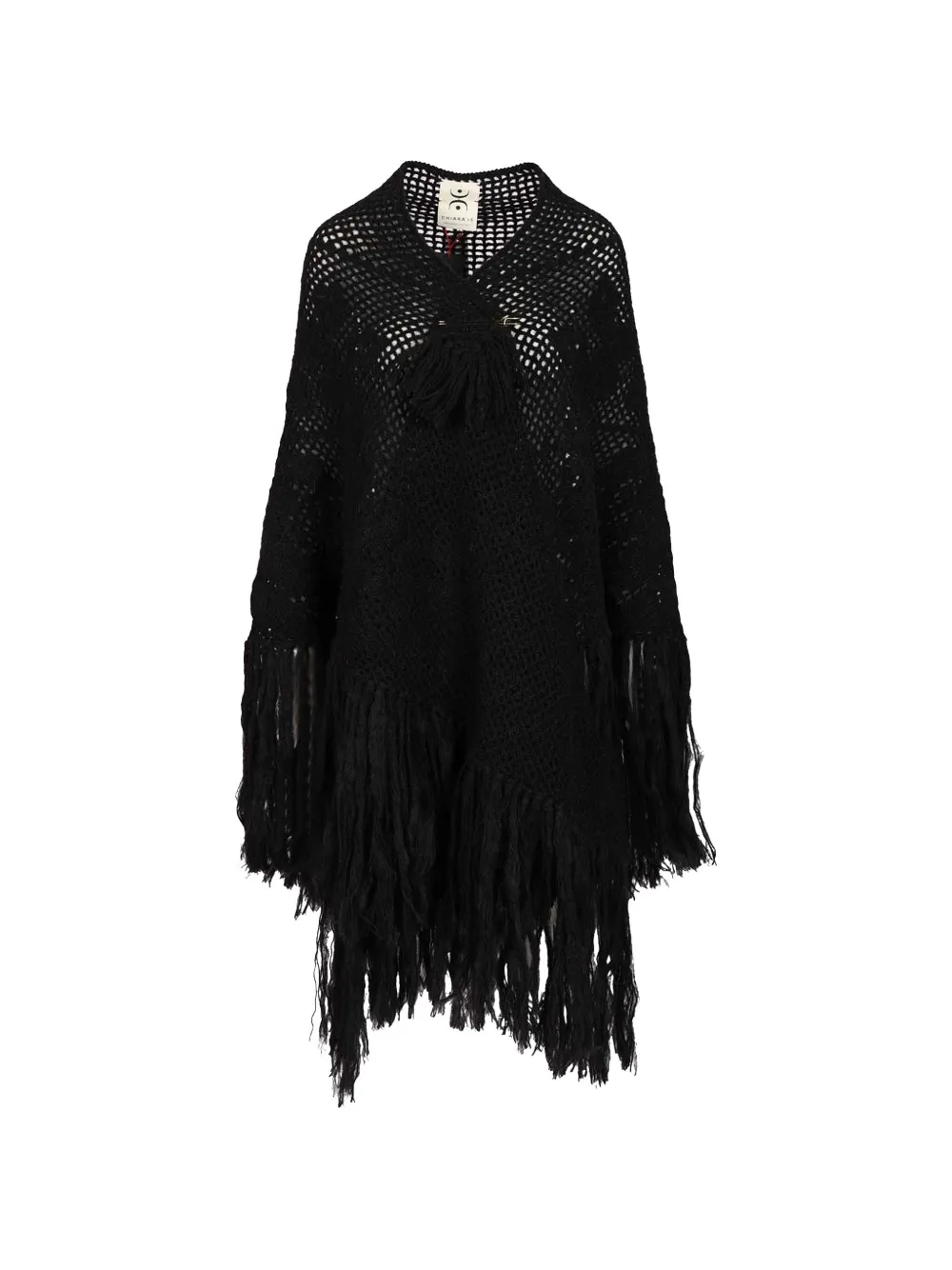 Chiara Is Scialle Peonia fringed shawl - Black
