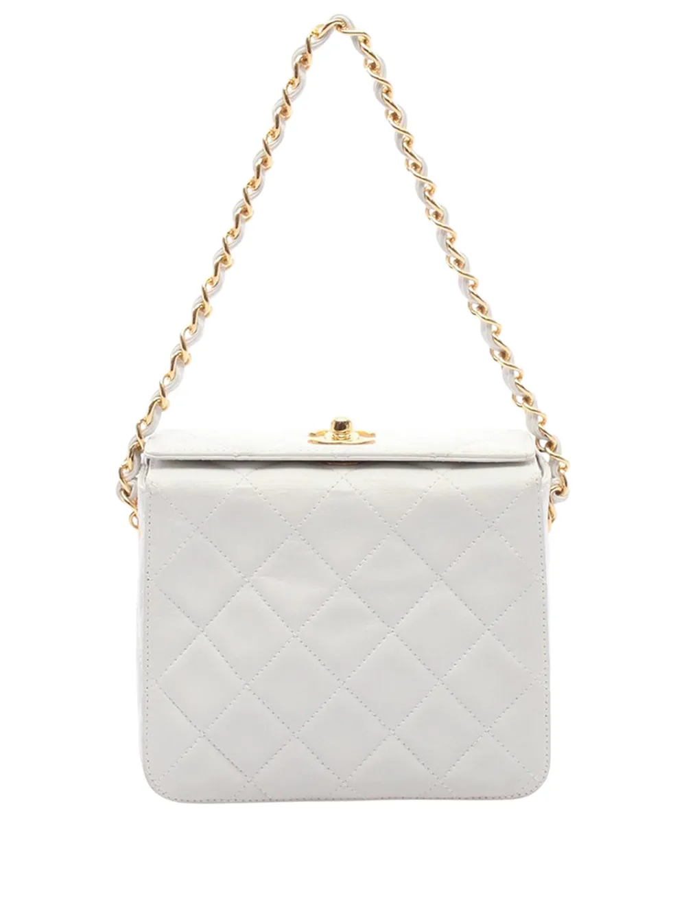 CHANEL Pre-Owned 1996-1997 CC Quilted Lambskin Turnlock Vanity Bag handbag - White