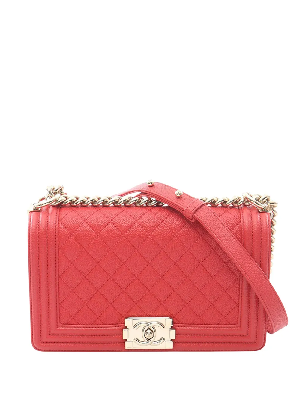 CHANEL Pre-Owned 2019 Old Medium Quilted Caviar Boy Flap crossbody bag - Rot