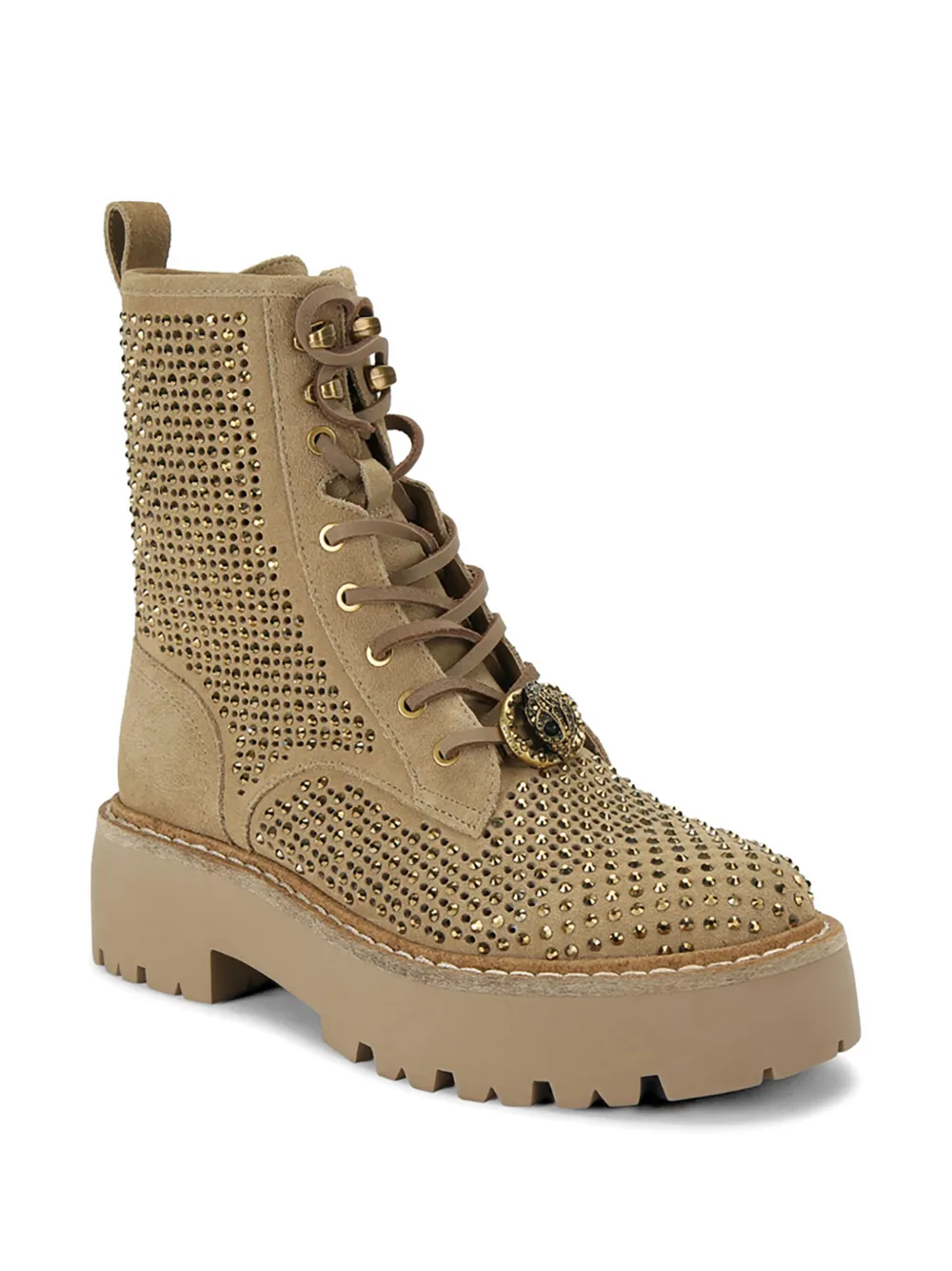 Kurt Geiger London Chelsea geperforeerde laarzen verfraaid met kristallen Beige