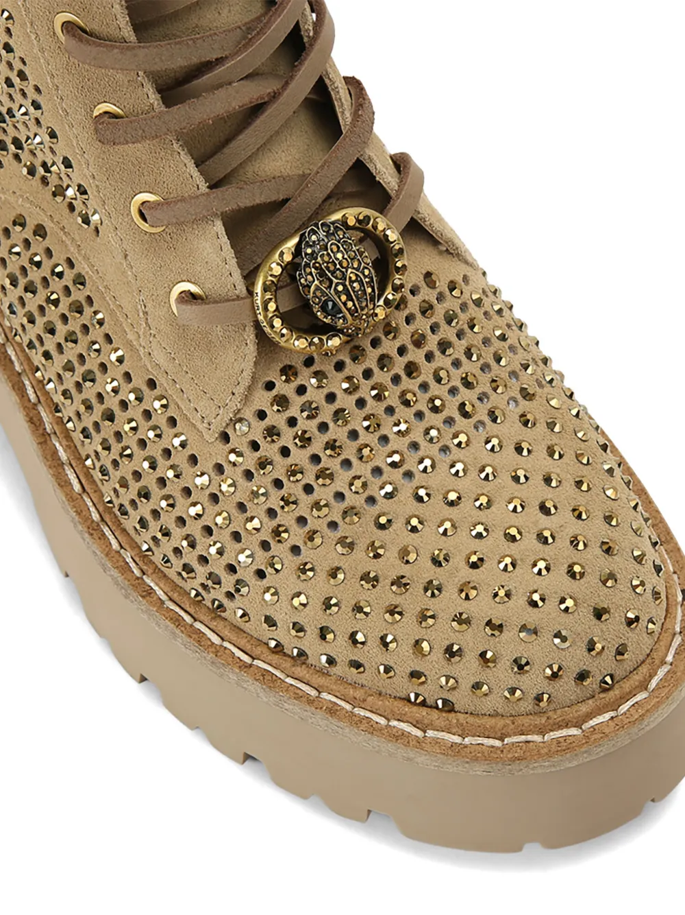 Kurt Geiger London Chelsea geperforeerde laarzen verfraaid met kristallen Beige