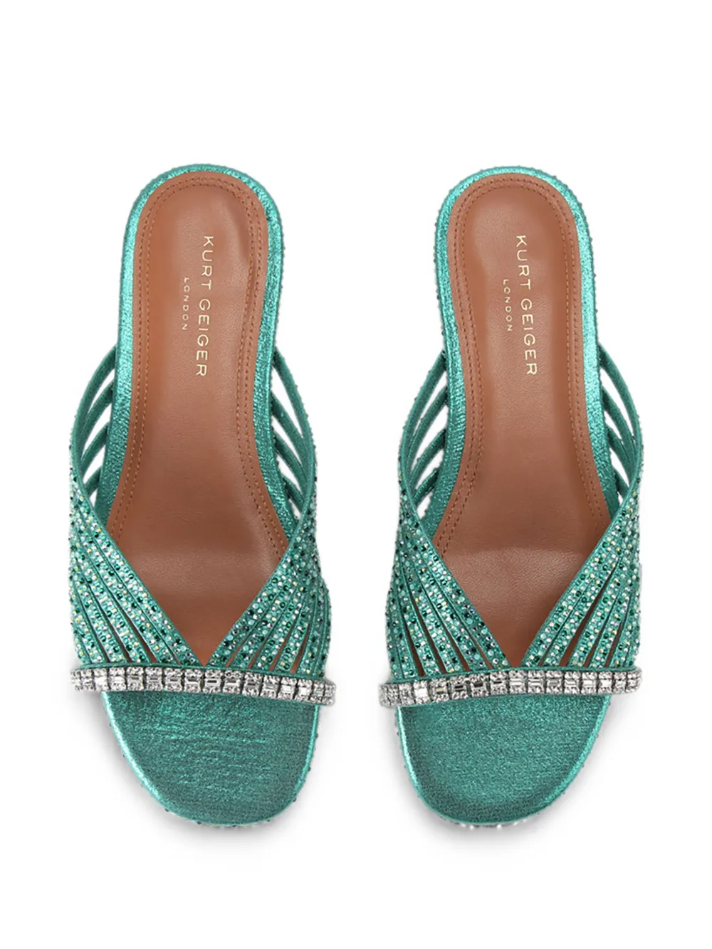Kurt Geiger London Muiltjes verfraaid met kristallen Groen