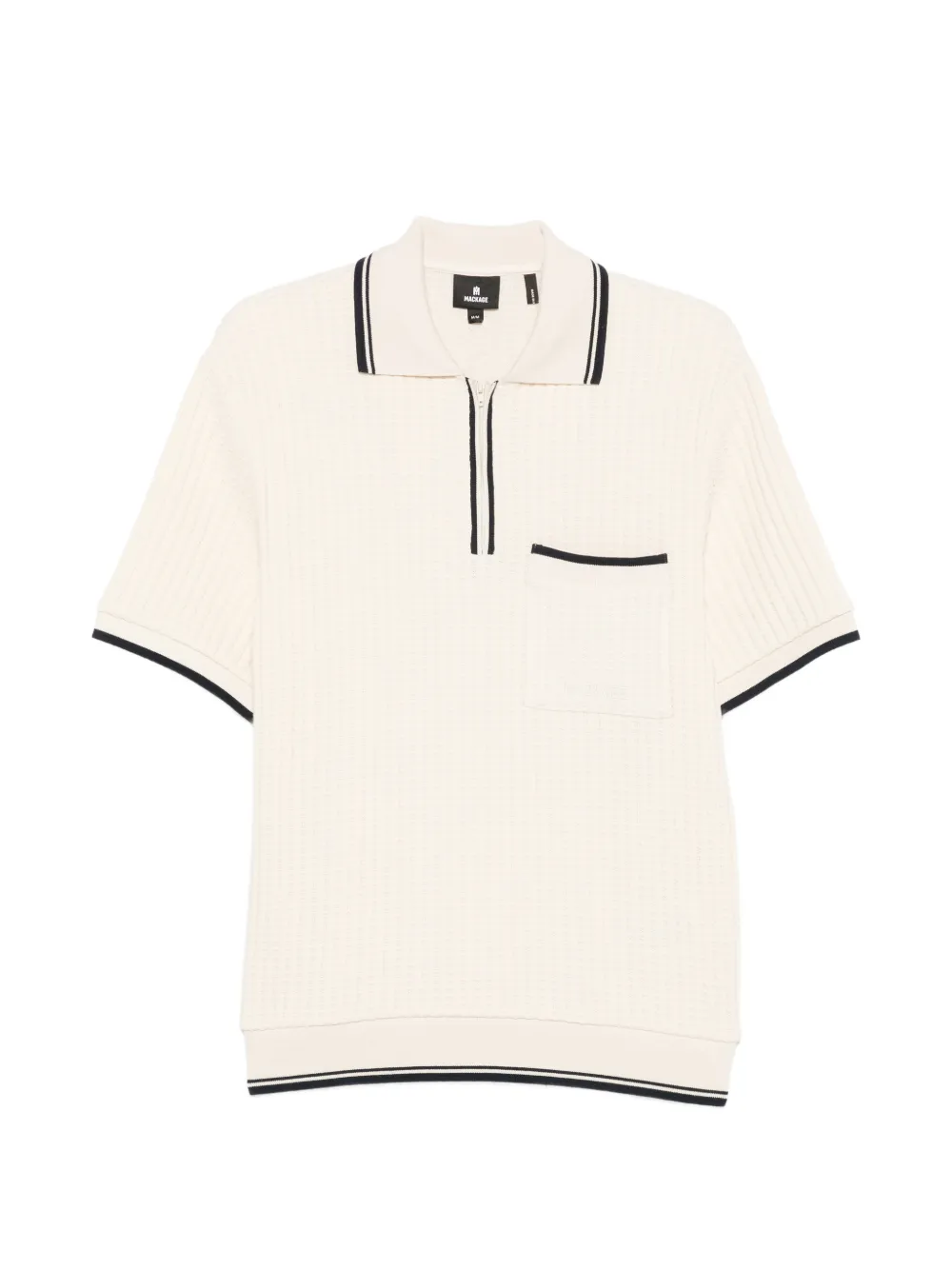 Mackage zip-neck ribbed-knit Polo shirt - Nude