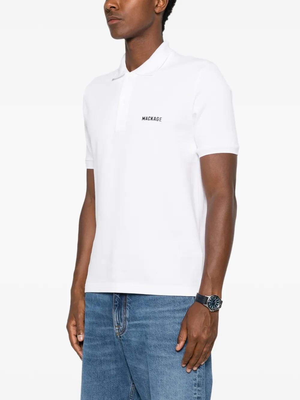  Mackage Polo Con Logo Estampado - Blanco 