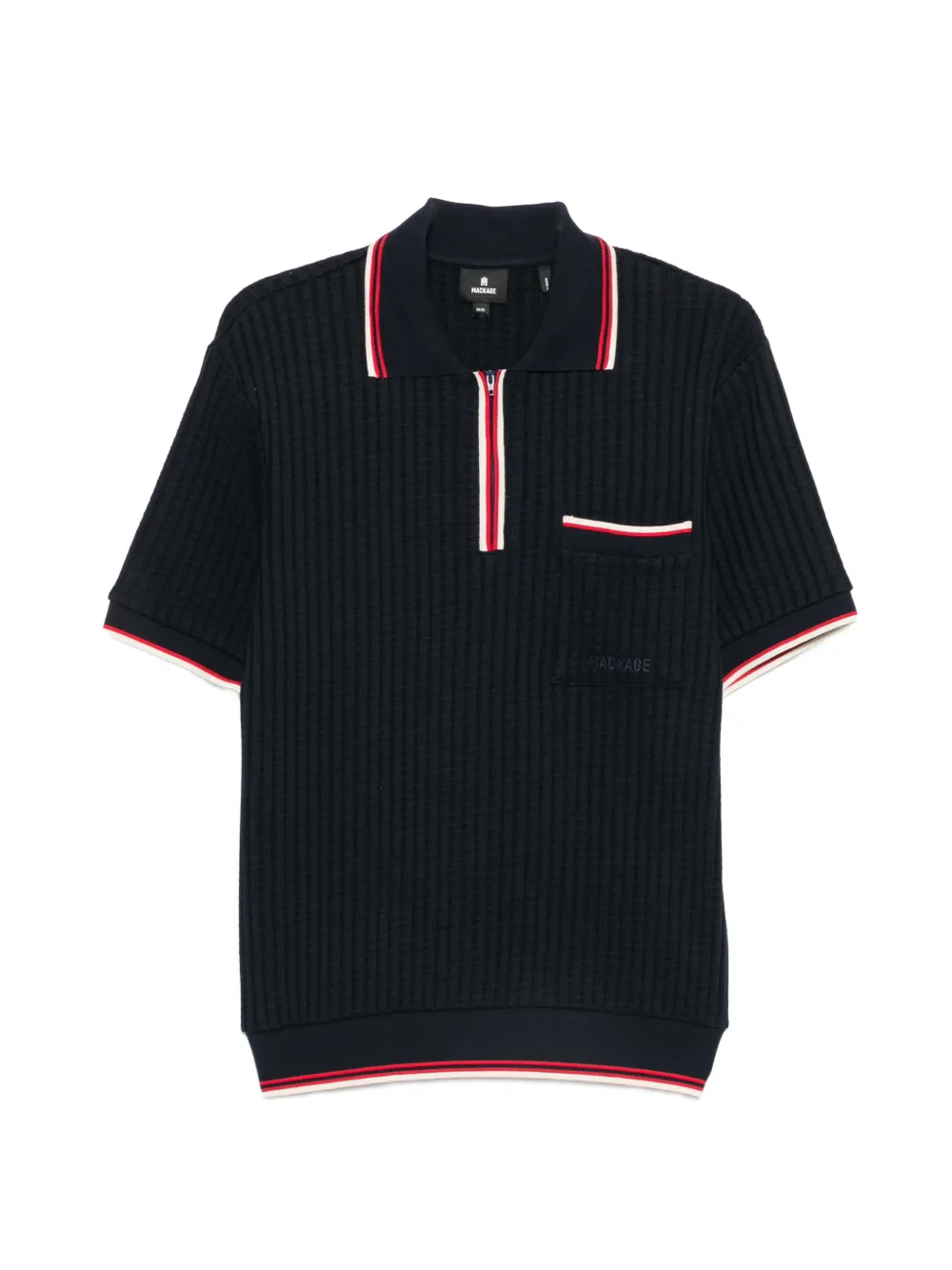Mackage Estaban striped-trim zip-neck polo shirt - Blu