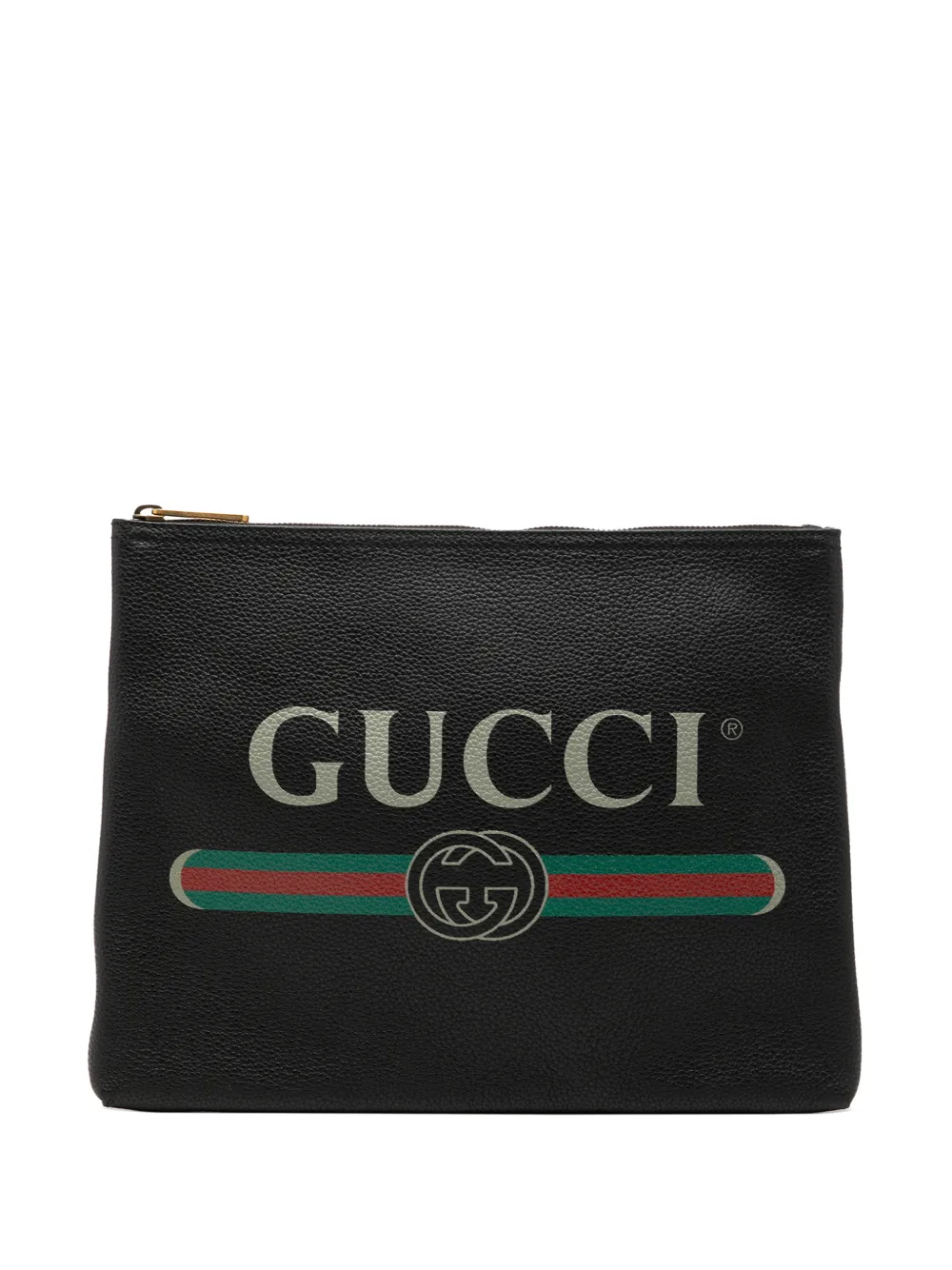 Gucci Pre-Owned 2016-2026 Medium Calfskin Logo Portfolio clutch bag - Nero