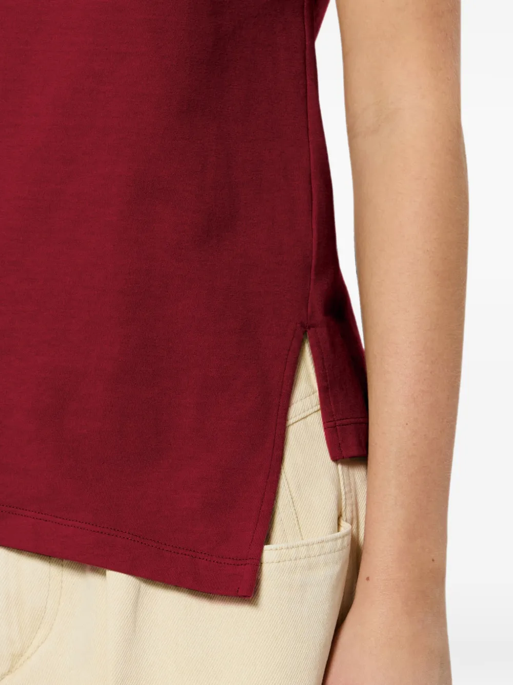 ISABEL MARANT Sebani asymmetrische T-shirt met kapmouwen Rood