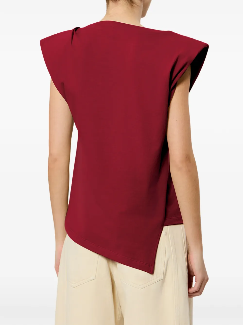 ISABEL MARANT Sebani asymmetrische T-shirt met kapmouwen Rood