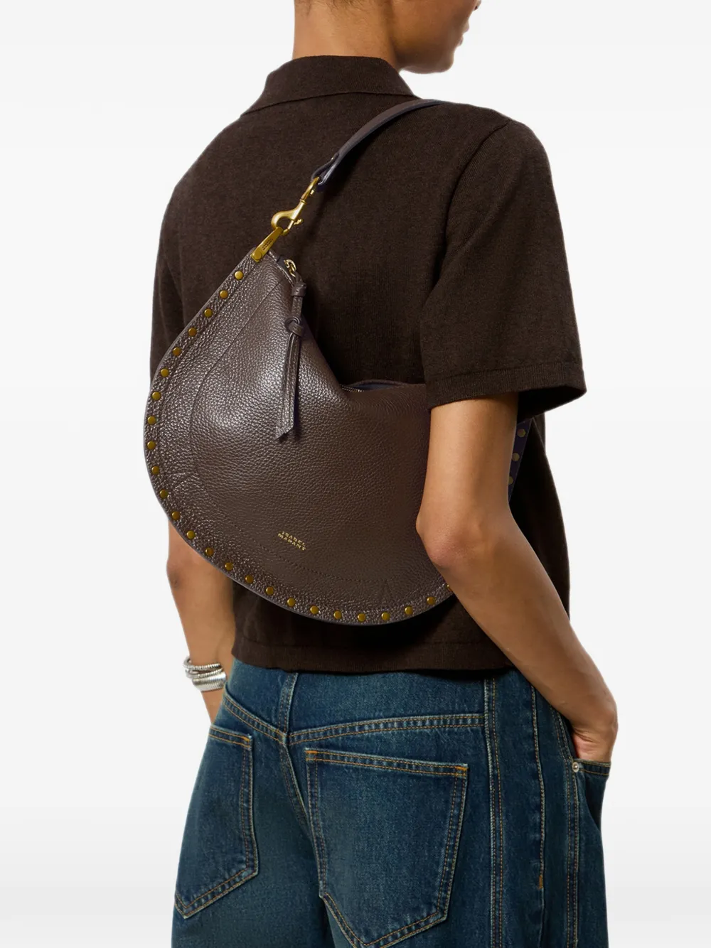 ISABEL MARANT Oskan Soft Zip tas met schouderband Bruin