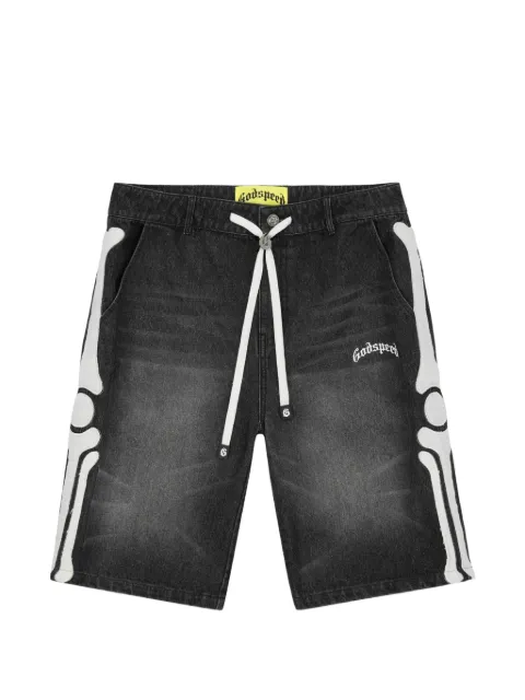 GODSPEED Fémur embroidered denim shorts