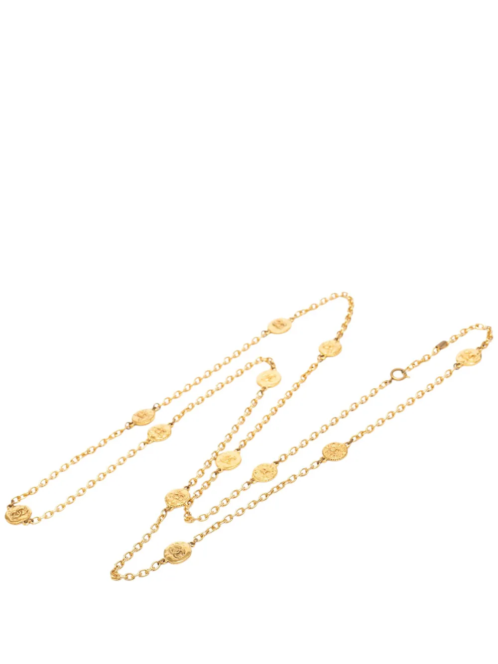 CHANEL Pre-Owned 20th Century CC Gold Plated Medallion Station Necklace costume necklace - Oro
