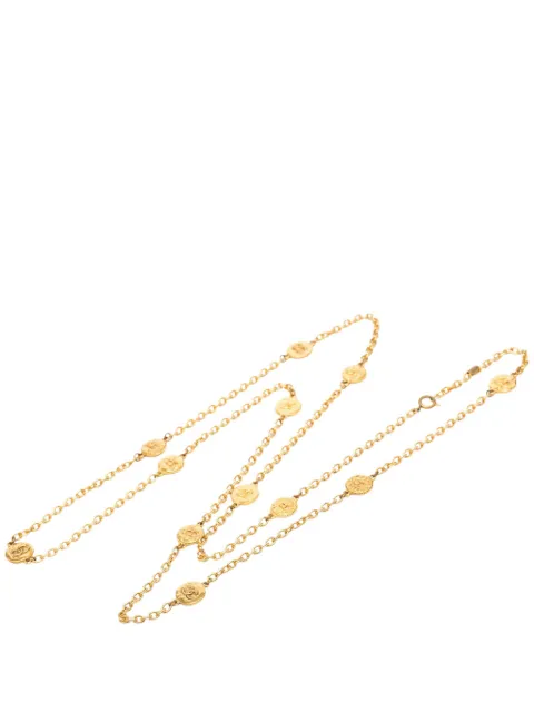 CHANEL Pre-Owned 20th Century CC Gold Plated Medallion Station Necklace costume necklace