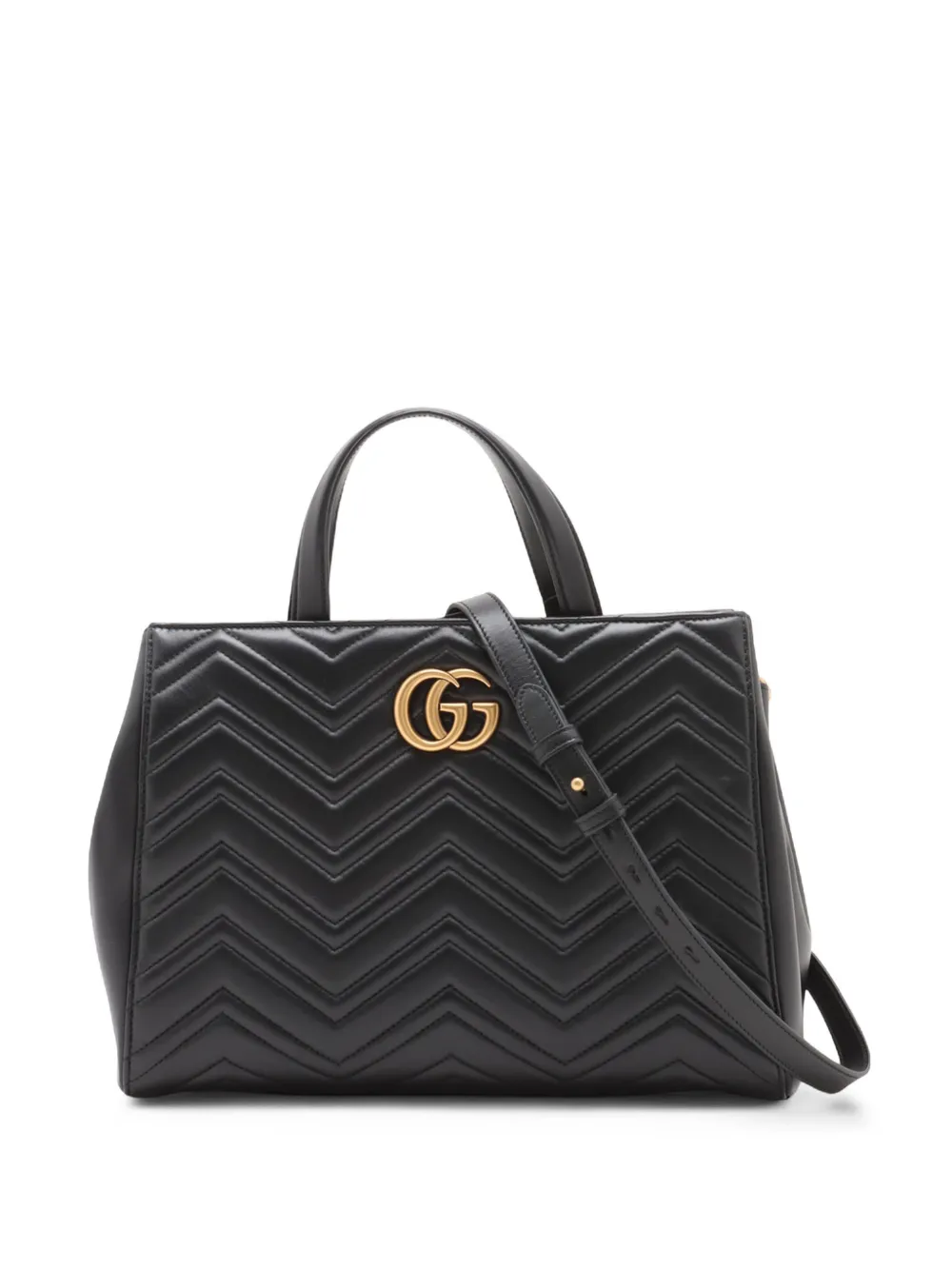 Gucci Pre-Owned 2016-2026 Medium GG Marmont Matelasse Calfskin satchel - Nero