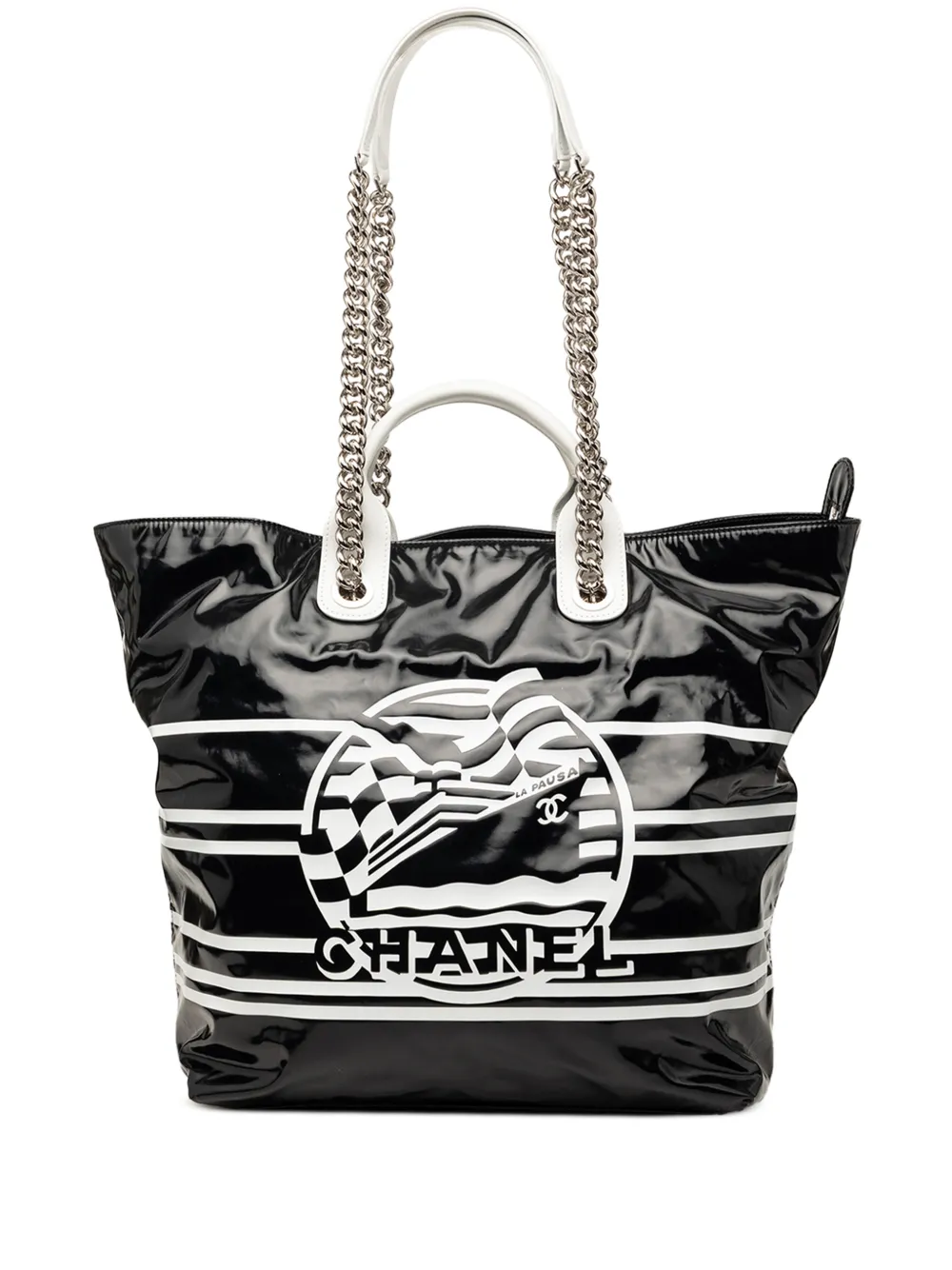 CHANEL Pre-Owned 2018-2019 Coated Canvas La Pausa Bay Shopping satchel - Black