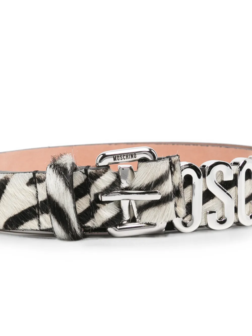 Moschino Riem met zebraprint en logo Wit
