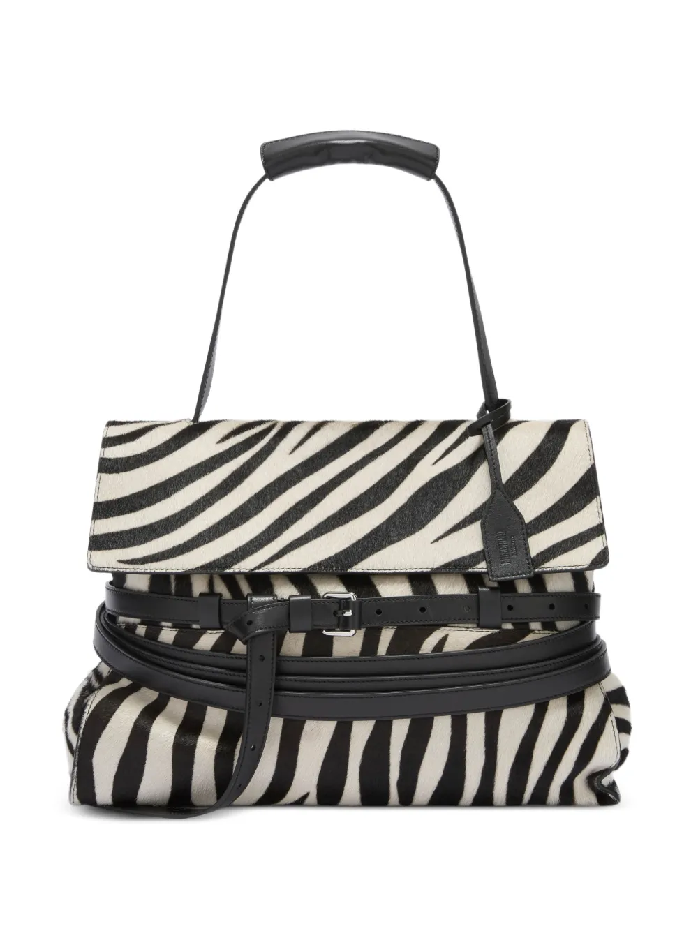 Moschino Borsa tote con cintura e stampa zebrata - Bianco