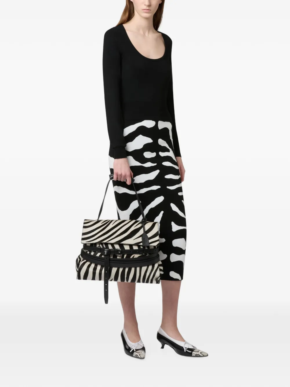 Moschino tote bag met zebraprint Wit