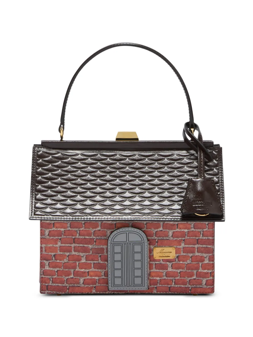 Moschino Borsa tote a forma di casa con stampa - Rosso