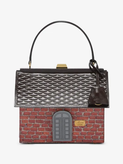 Moschino brick-print house-shaped tote bag