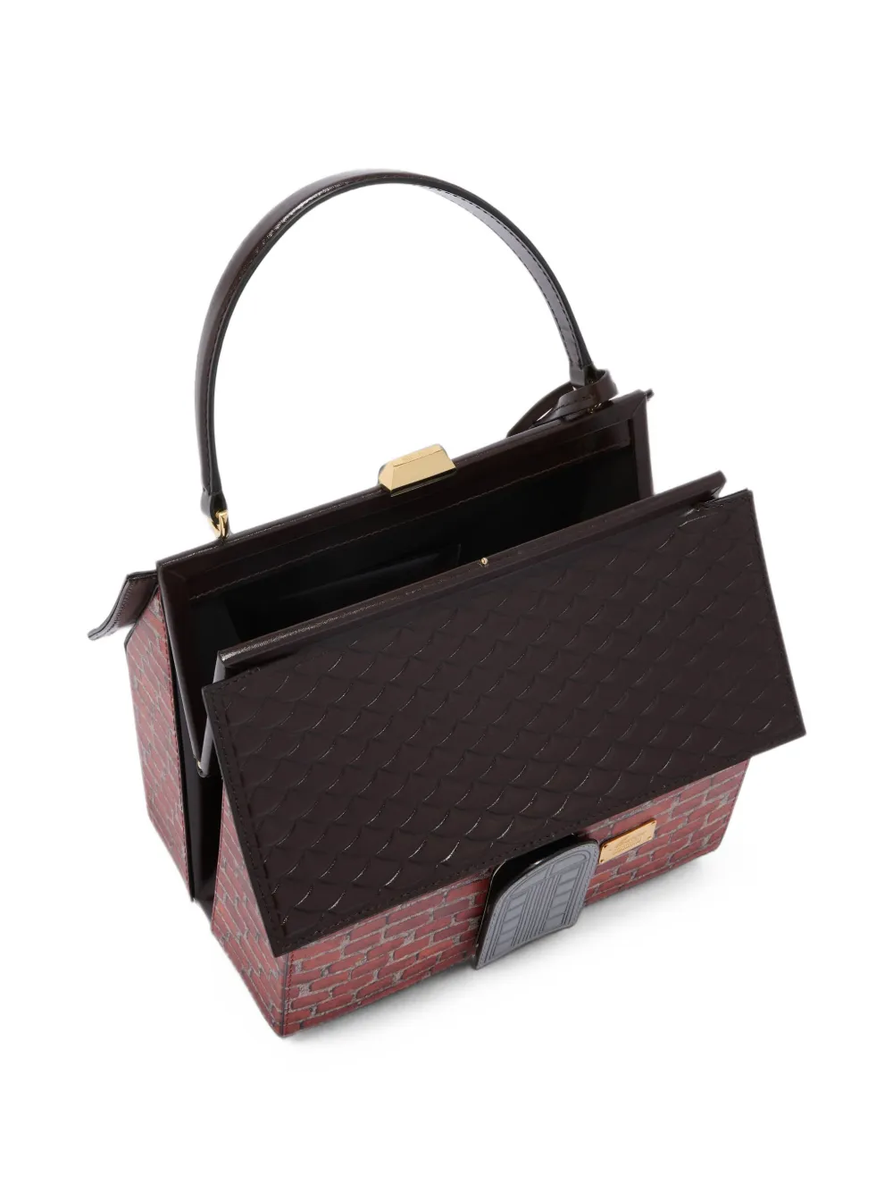 Moschino Huisvormige draagtas met baksteen-print Rood