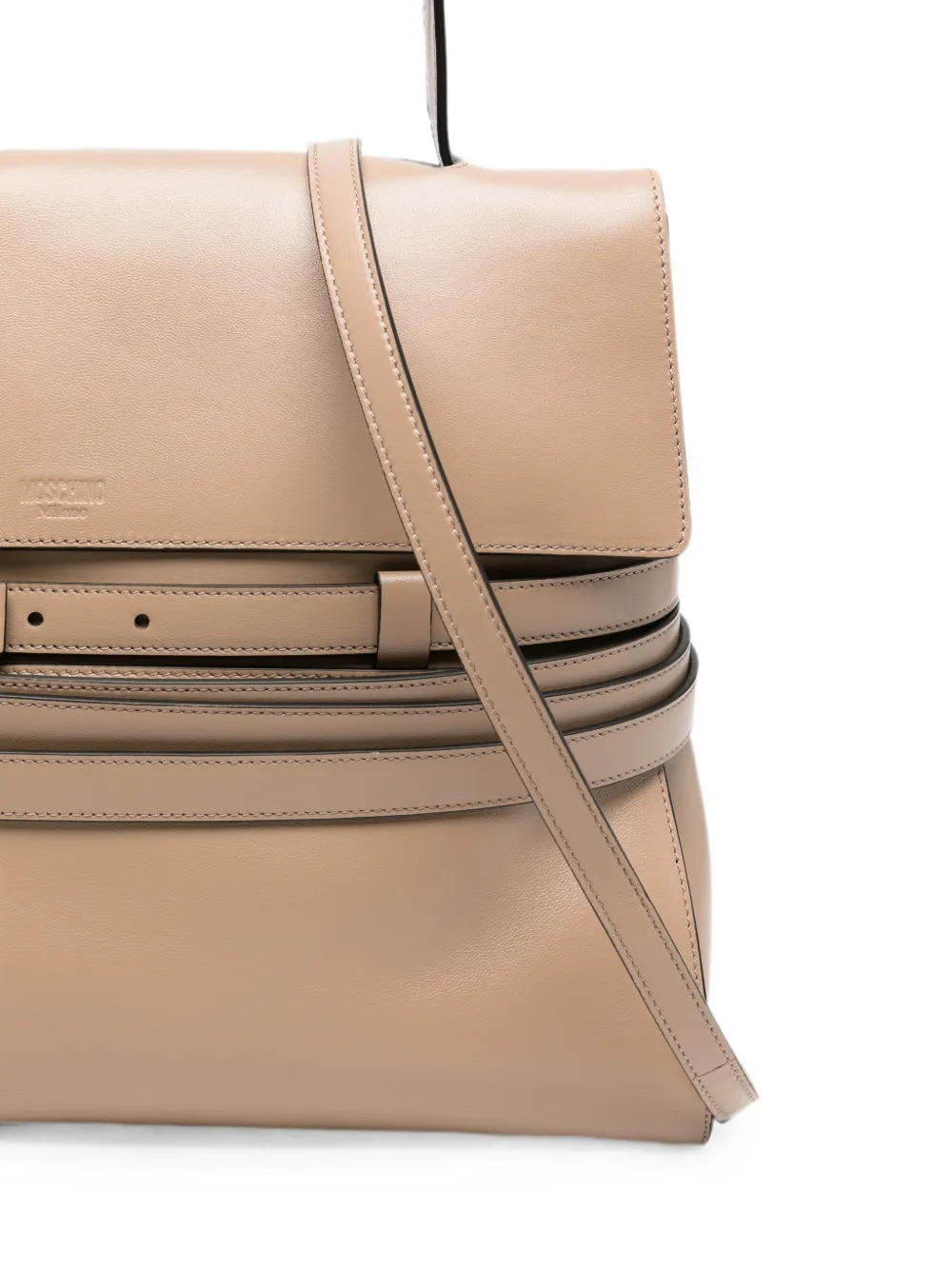 Moschino Leren shopper met riem Beige