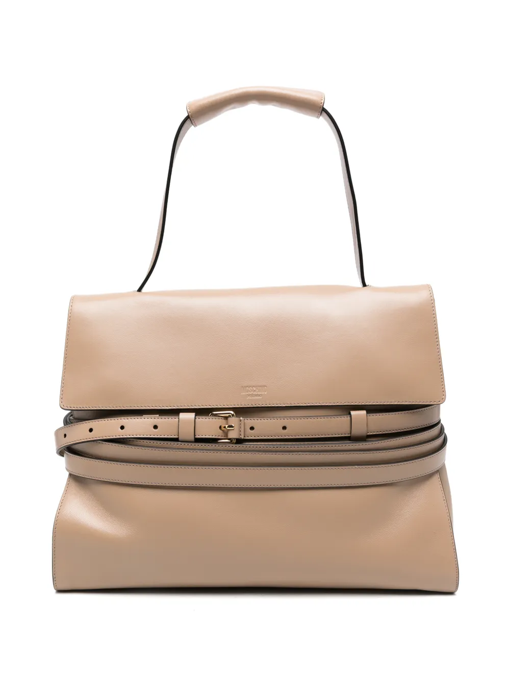 Moschino belted leather tote bag - Toni neutri