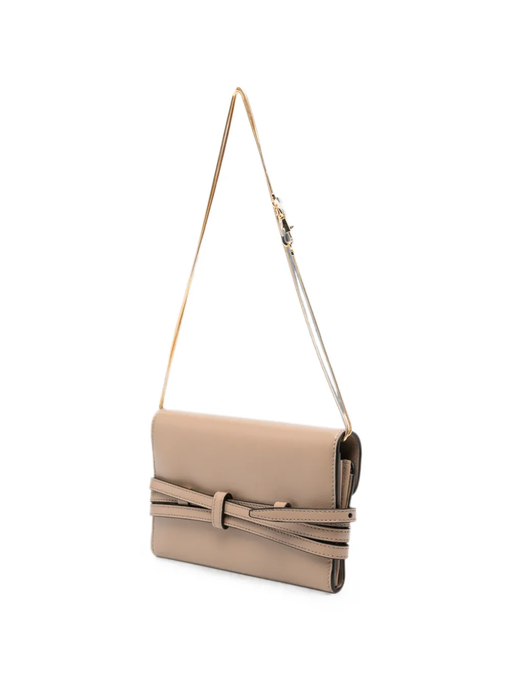 Moschino Portemonnee met gespbandje en schakelketting Beige