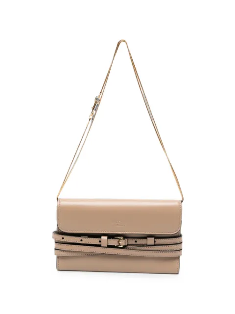 Moschino buckled-strap chain-link wallet