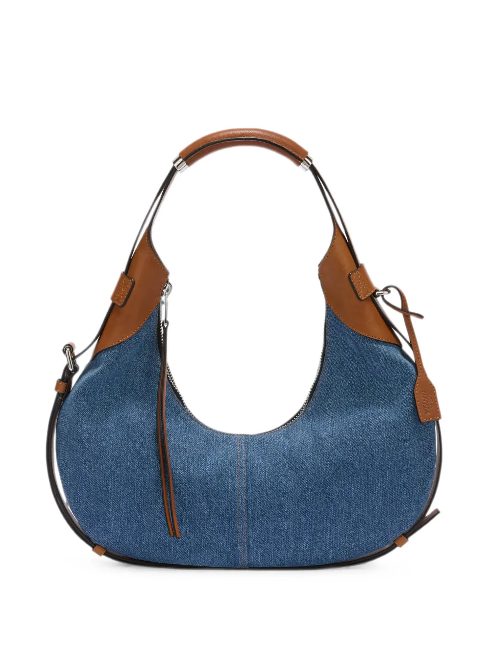 Moschino Denim schoudertas met leren afwerking Blauw