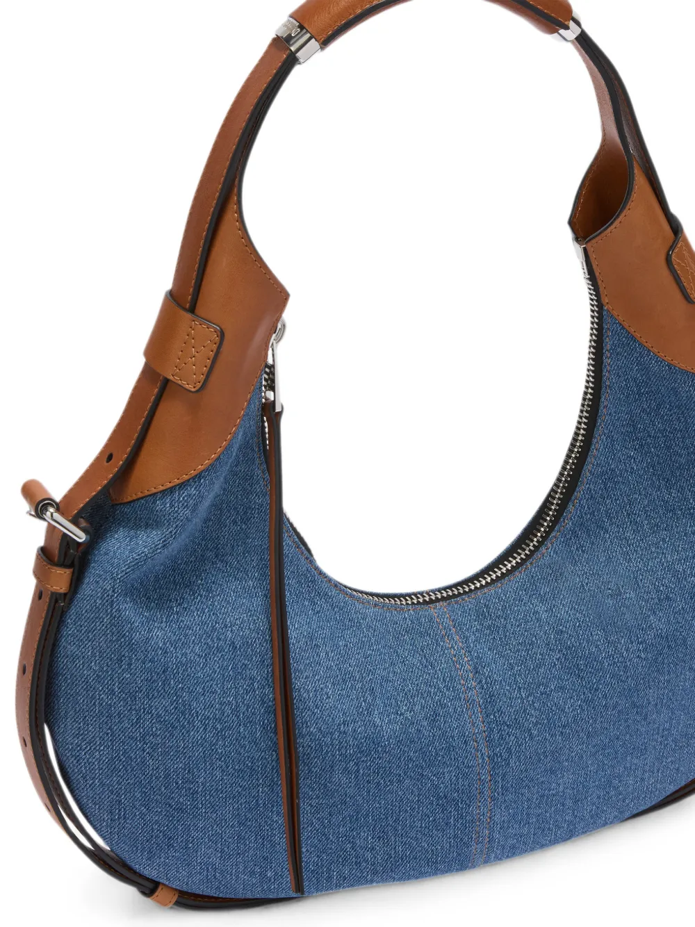 Moschino Denim schoudertas met leren afwerking Blauw