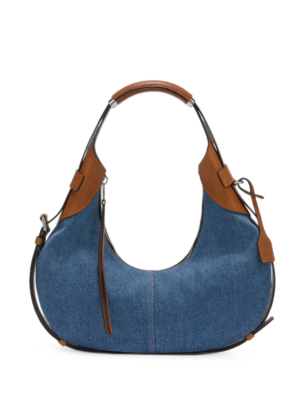 Moschino Denim schoudertas met leren afwerking Blauw