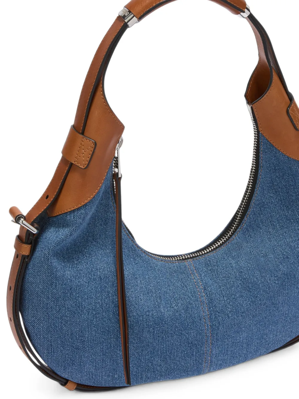 Moschino Denim schoudertas met leren afwerking Blauw