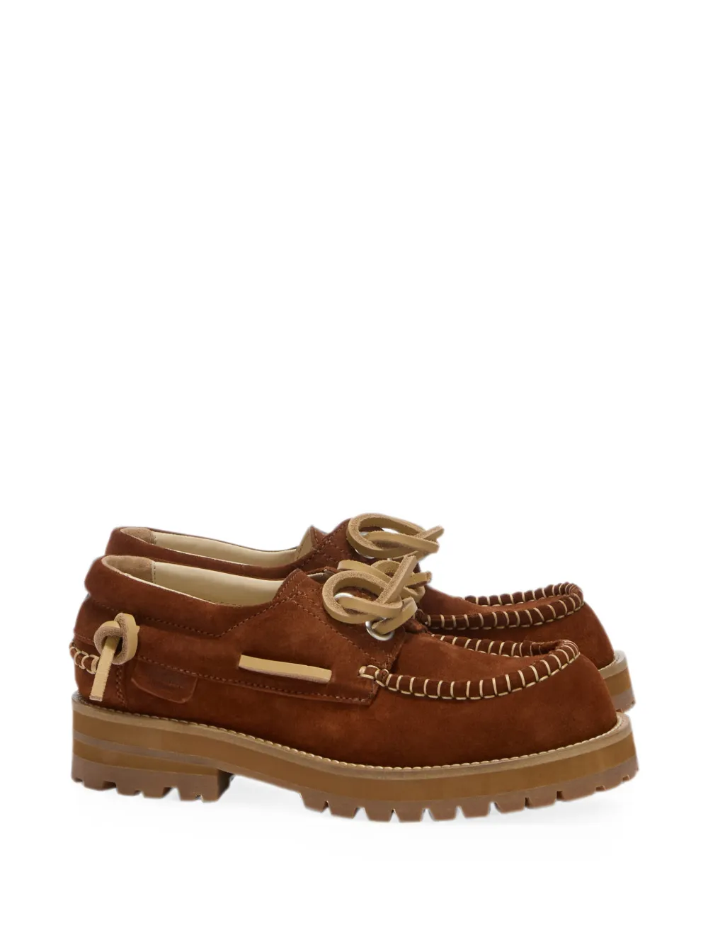 Moschino suede whipstitch-trim loafers Bruin