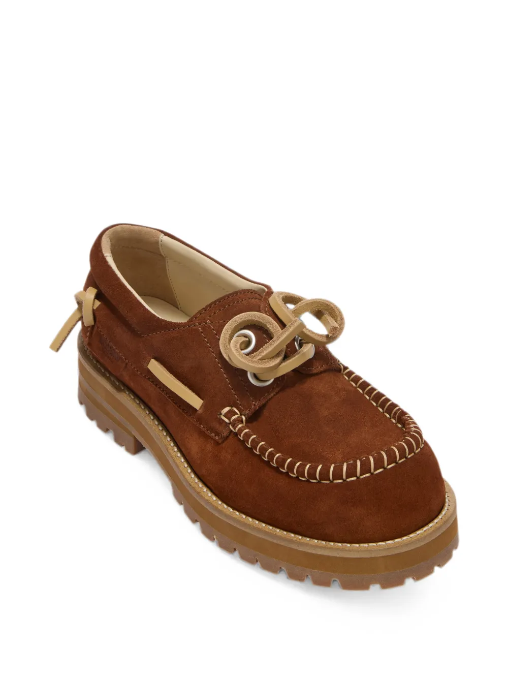 Moschino suede whipstitch-trim loafers Bruin